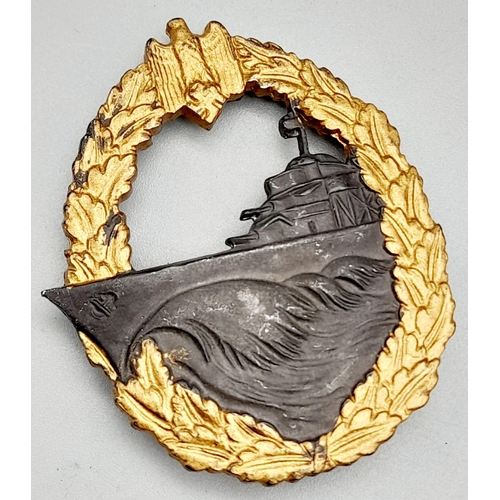 68 - WW2 German Kriegsmarine Destroyer Badge. Maker: S.H.U.C.O.