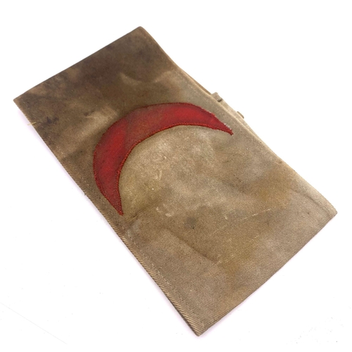 699 - WW1 Ottoman Empire (Turkish) Red Crescent Medics Arm Band with official stamp inside.