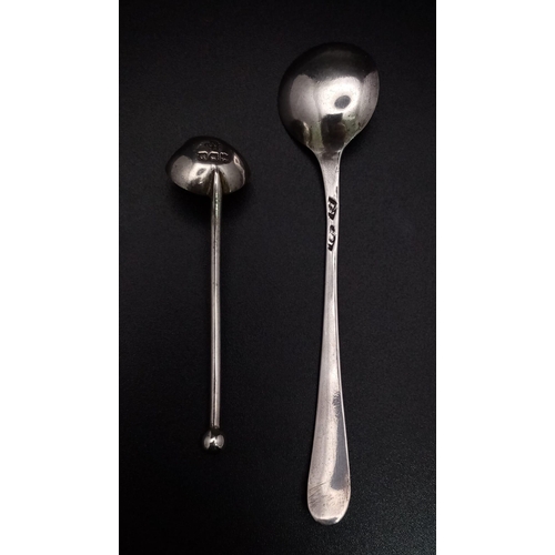 760 - Two Excellent Condition Antique Silver Medicine Spoons, One Hallmarked London 1902 and Stamped. 10cm... 