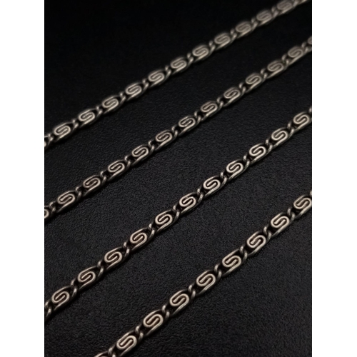 797 - A Very Good Condition Vintage or Older Greek Style Marcasite Set Silver Necklace 43cm Length. 9.81 G... 