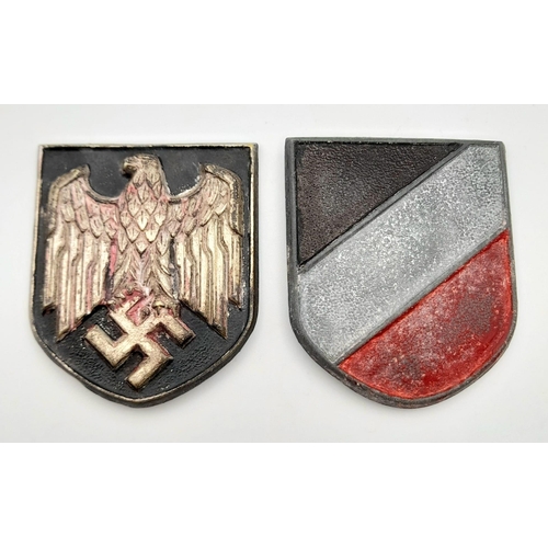 894 - WW2 German Africa Corps Tropical Helmet Badges.