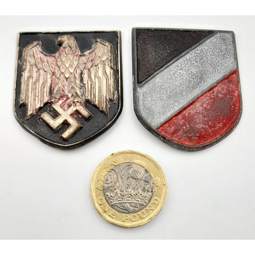 894 - WW2 German Africa Corps Tropical Helmet Badges.