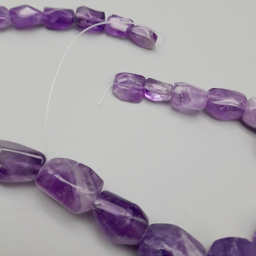 1112 - AMETHYSTS ON WIRE - READY TO BE STRUNG, 70.3G TOTAL WEIGHT.