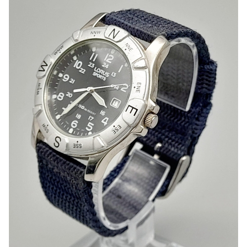 606 - Ex Display Lorus Quartz Divers Date Watch. Blue Nato Style Strap, 43mm including crown. New Battery ... 