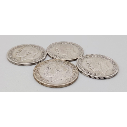 649 - A Parcel of 4 1921 George V Half Crown Coins. 1 x Good & 3 Very Good. Condition. 55.08 Grams 500 Sil... 