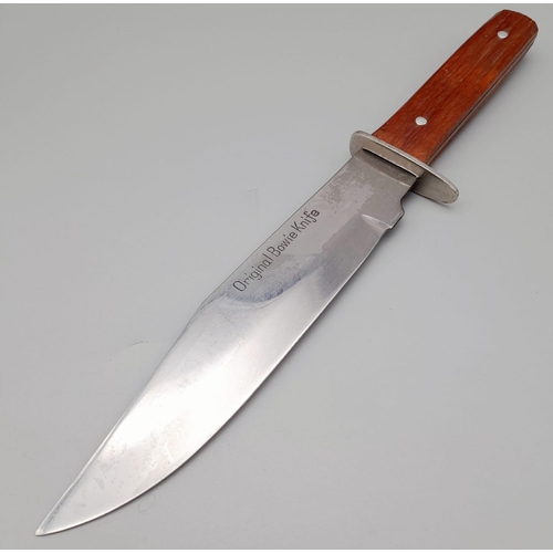 839 - A Hand-Crafted Original Bowie Knife in Leather Sheath 26cm Length.