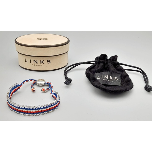 970 - Sterling Silver Links of London ‘Red, White and Blue’ Bracelet in Original Box with Pouch.