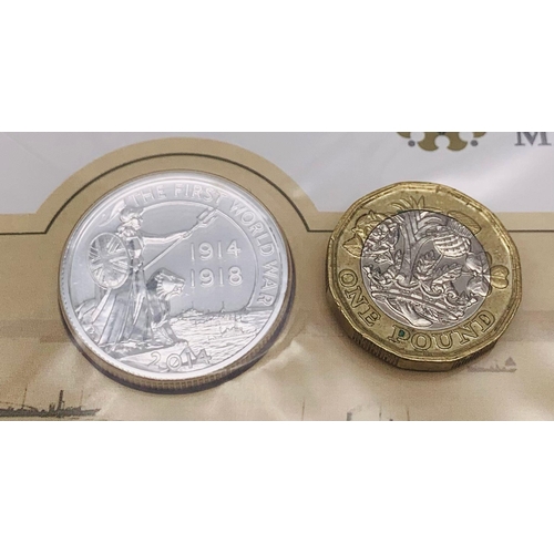 1042 - Sealed Fine Silver £20 Coin 2014 Representing the Centenary of WW1 (999 Fine Silver) 15.71 Grams.