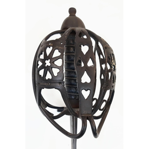 249 - An Antique (18th century) Scottish Basket Hilted Claymore Sword. The basket has a combination of dec... 