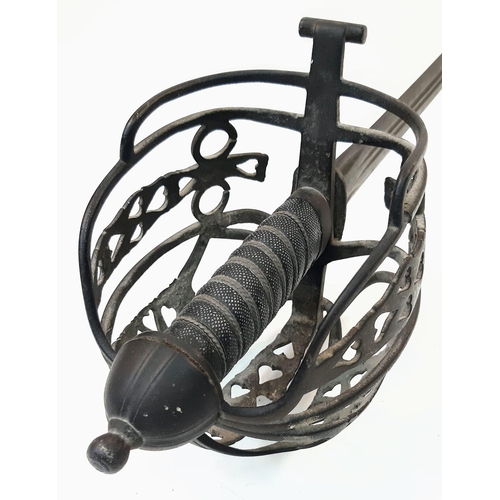 249 - An Antique (18th century) Scottish Basket Hilted Claymore Sword. The basket has a combination of dec... 