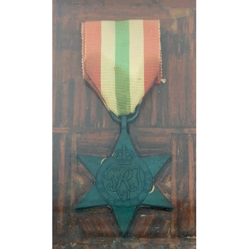 365 - A Vintage Framed and Glazed Set of Original WWII Medals issued to Charles Felton 1939-1945 Comprisin... 