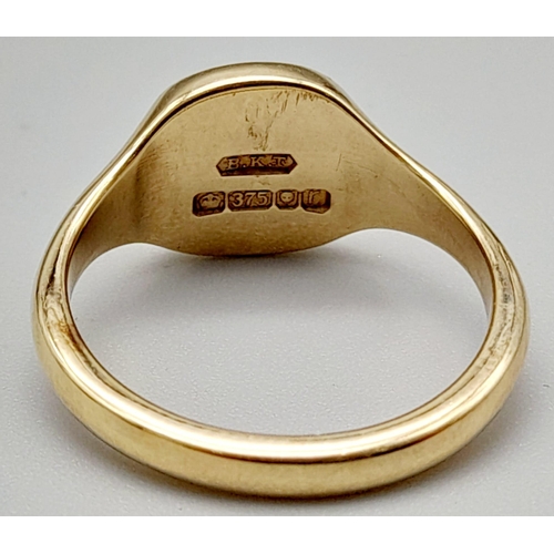 496 - 9K YELLOW GOLD BRAND NEW SIGNET RING 3.9G SIZE L