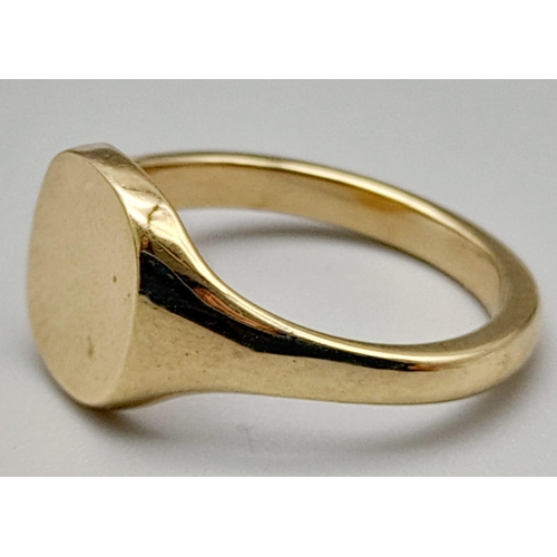 496 - 9K YELLOW GOLD BRAND NEW SIGNET RING 3.9G SIZE L