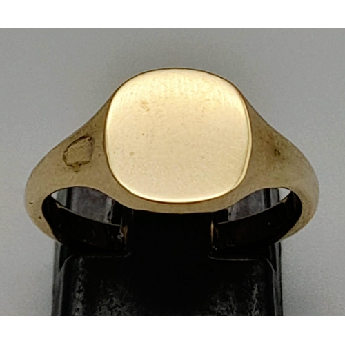 496 - 9K YELLOW GOLD BRAND NEW SIGNET RING 3.9G SIZE L