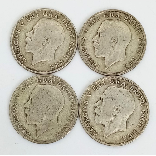 642 - A Parcel of 4 1921 George V Half Crown Coins. 1 x Good & 3 Very Good Condition. 55.08 Grams 500 Silv... 