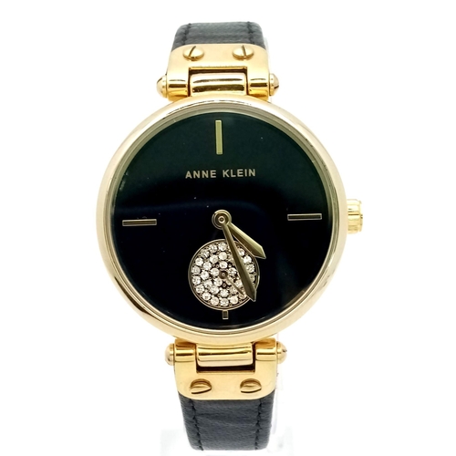 782 - ANNE KLEIN BLACK LEATHER STRAP WATCH REFENCE AK3380 FULL WORKING ORDER, EXCELLENT CONDITION 36MM