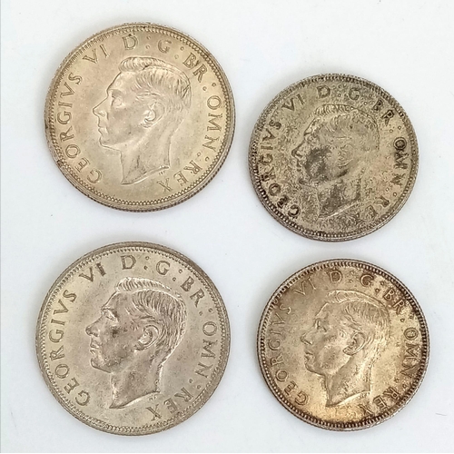 804 - A Parcel of Four Mint State 1937 Half Crowns & Two Shillings (2 of each- 500 silver)-51.01 Grams.