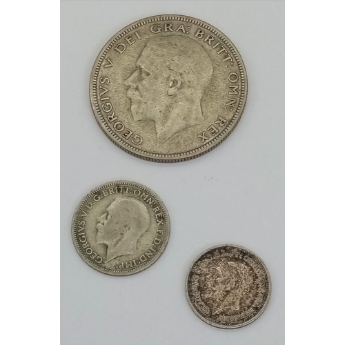 818 - A Parcel of Three 1936 Silver Coins (The Year of Three Kings) Comprising;
One Half Crown, One Silver... 