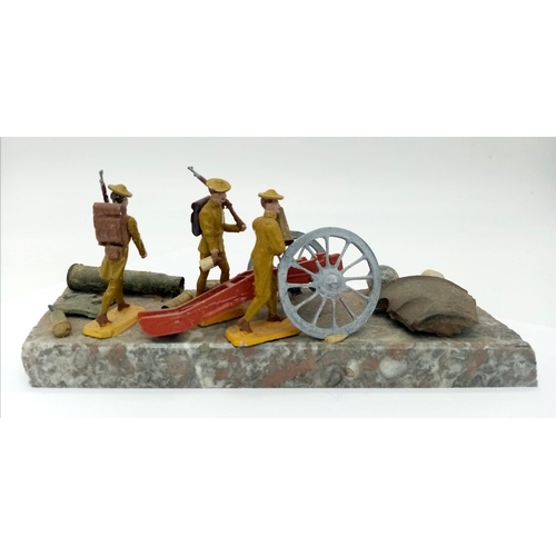 825 - A Superb Trench Art Diorama on Marble Base with Genuine Shell Cases, Musket Balls, Bullets, Fragment... 