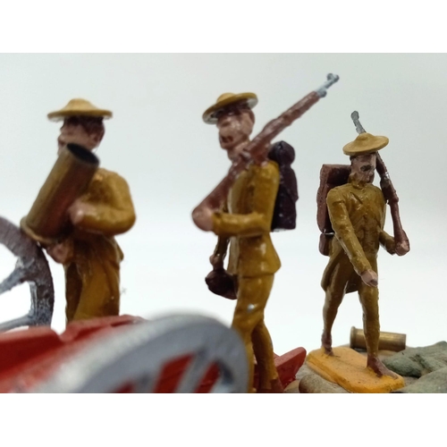 825 - A Superb Trench Art Diorama on Marble Base with Genuine Shell Cases, Musket Balls, Bullets, Fragment... 