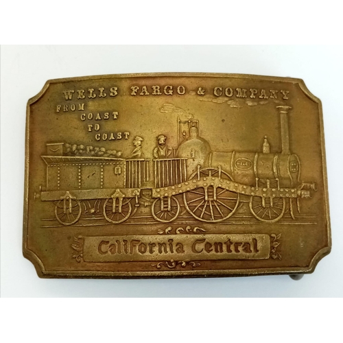 860 - A US Brass Belt Buckle Marked Tiffany on Obverse and Wells Fargo on Front