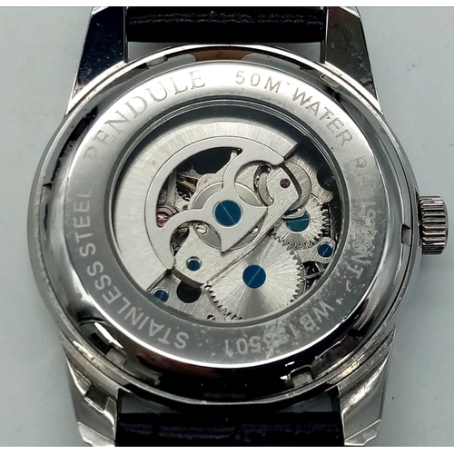 949 - Men’s Very Good Condition Pendule Automatic Skeleton Watch, 45mm. Including Crown, Full Working Orde... 