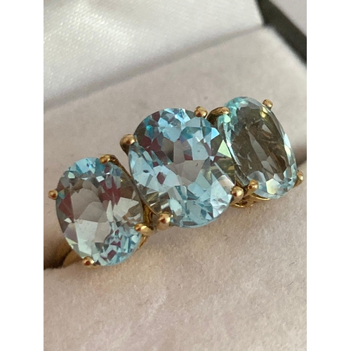 175 - Stunning 7.5 carat TOPAZ TRILOGY RING, Consisting three beautifully oval cut BLUE TOPAZ gemstones se... 