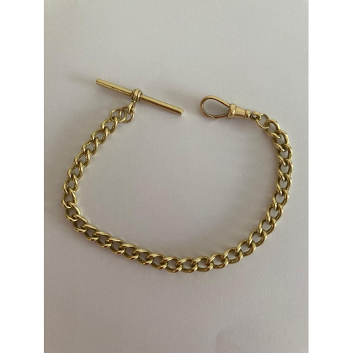 28 - 9 carat GOLD ‘T’ bar FOB CHAIN with every link stamped for 375 GOLD. 17.58 grams. 8.5” (21cm).