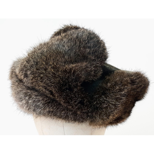 481 - WW2 German Rabbit Fur Wintermut Hat Nicknamed “The Eastern Front Cold Cap”.