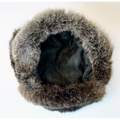 481 - WW2 German Rabbit Fur Wintermut Hat Nicknamed “The Eastern Front Cold Cap”.