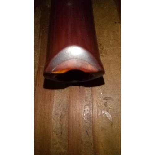 95 - Rare Antique 1600-1868 Japanese Shakuhachi Suzutaki smoked Oiled Bamboo, red Lacquered interior . A ... 