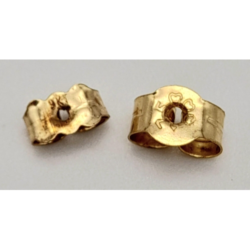 1181 - A Pair of 9K Gold, Sapphire and Diamond Earrings. 2.85g total weight.