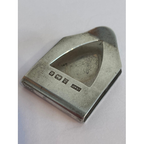 483 - Vintage hallmarked SILVER MONEY CLIP Having attractive engine turned design. 4.2 cm.