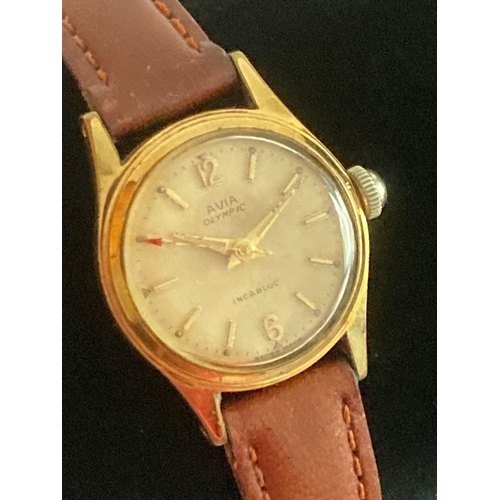 721 - Ladies vintage AVIA ‘OLYMPIC’ Gold Plated Wristwatch.Swiss Made. Waterproof, antimagnetic, exception... 