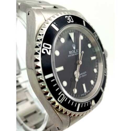 73 - A stainless steel ROLEX OYSTER PERPETUAL SUBMARINER 1000ft/300m diver's watch.  Case 40 mm, black ca... 