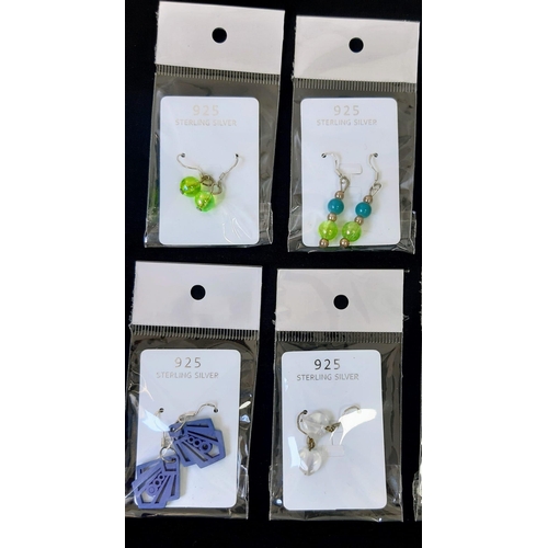 684 - A Parcel of 10 Pairs of New Ladies or Girls Sterling Silver Earrings Various Designs.