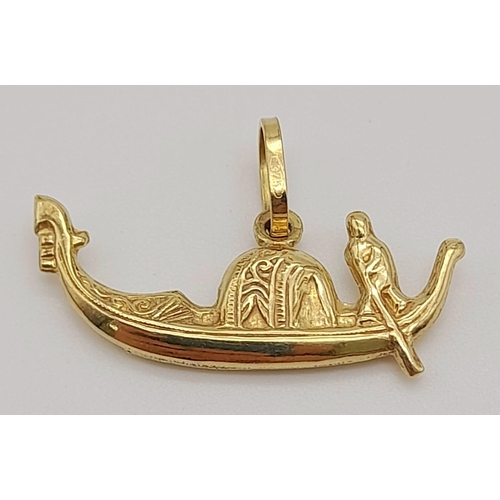 847 - 9K YELLOW GOLD VENICE GONDOLA CHARM 0.8G