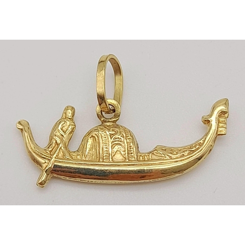 847 - 9K YELLOW GOLD VENICE GONDOLA CHARM 0.8G