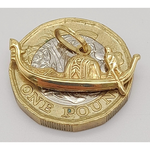 847 - 9K YELLOW GOLD VENICE GONDOLA CHARM 0.8G