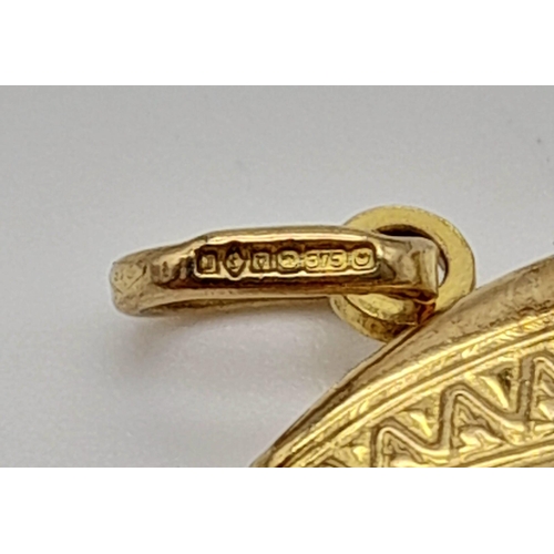 854 - 9K YELLOW GOLD NEFERTITI CHARM 1.6G