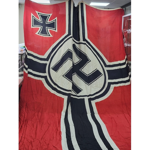 1040 - An Original German WW2 Nazi Huge Reichkriegsflagge Battleship Ensign Flag. Iron cross to the corner ... 