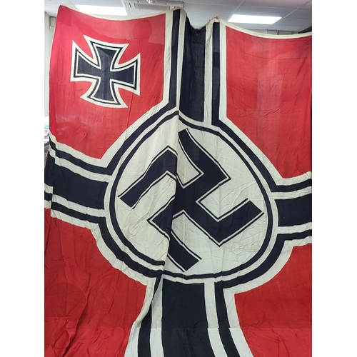 1040 - An Original German WW2 Nazi Huge Reichkriegsflagge Battleship Ensign Flag. Iron cross to the corner ... 