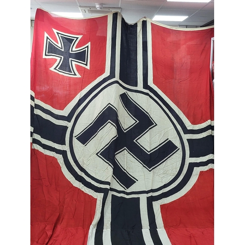 1040 - An Original German WW2 Nazi Huge Reichkriegsflagge Battleship Ensign Flag. Iron cross to the corner ... 