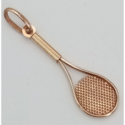 819 - 9K YELLOW GOLD TENNIS RACKET CHARM 0.8G