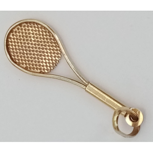 819 - 9K YELLOW GOLD TENNIS RACKET CHARM 0.8G