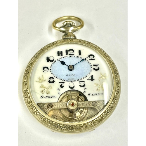 163 - Vintage 8 days Hebdomas type pocket watch. In working order.