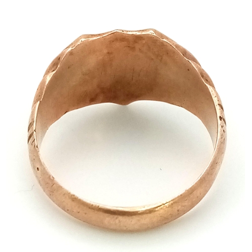 17 - A Vintage Possibly Antique 9K Rose Gold (tested) Signet Ring. Size V. 7.75g total weight. Note: this... 