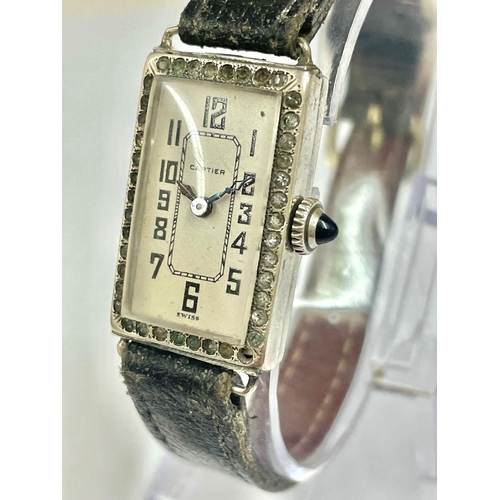 275 - Vintage silver ladies watch ( working ), Cartier dial but unsigned movement . Selling as none Cartie... 