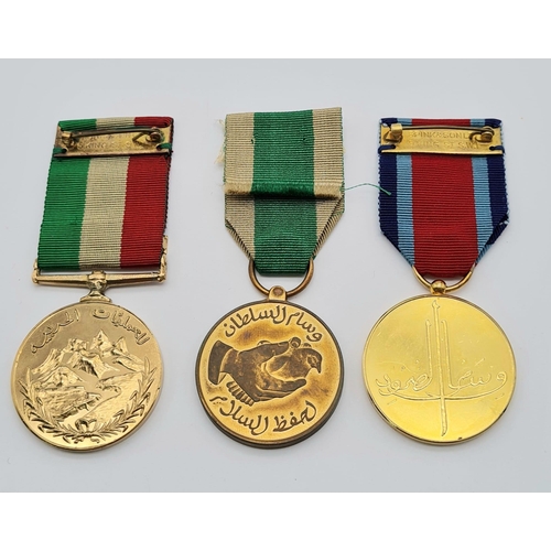 78 - Group of three campaign medals awarded by Sultan Qaboos of Oman to British service personnel who wer... 