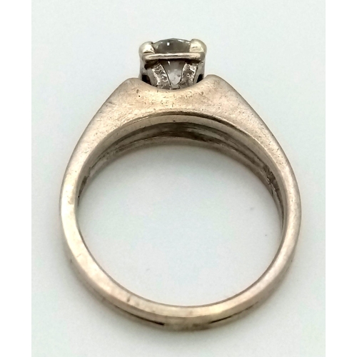 1062 - A Platinum Diamond Solitaire Ring. A 0.75ct (approx) brilliant cut white diamond. Size J 1/2. 3.55g ... 